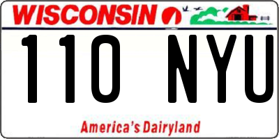WI license plate 110NYU