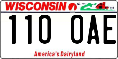 WI license plate 110OAE