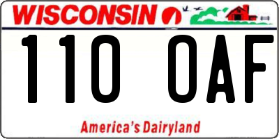 WI license plate 110OAF
