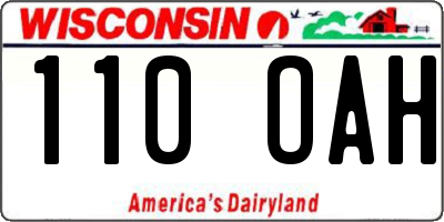 WI license plate 110OAH