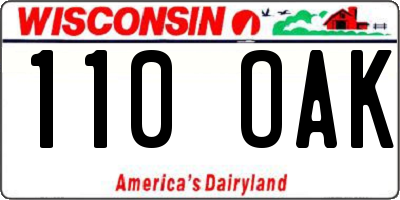 WI license plate 110OAK