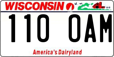 WI license plate 110OAM