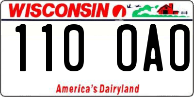 WI license plate 110OAO