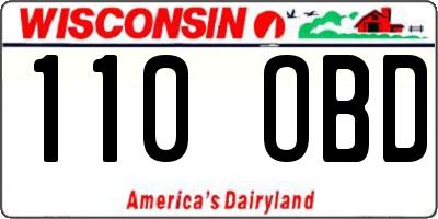 WI license plate 110OBD