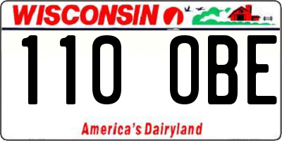 WI license plate 110OBE