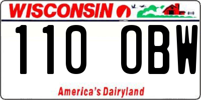 WI license plate 110OBW