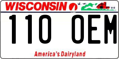 WI license plate 110OEM