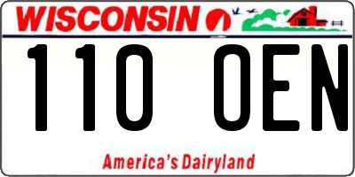 WI license plate 110OEN