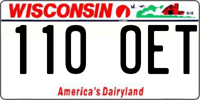 WI license plate 110OET