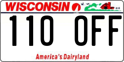 WI license plate 110OFF