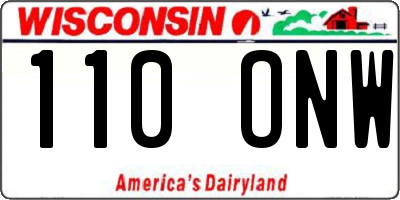 WI license plate 110ONW