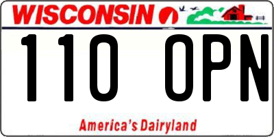 WI license plate 110OPN