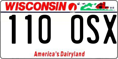 WI license plate 110OSX