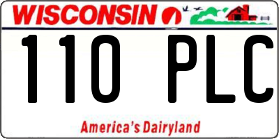 WI license plate 110PLC