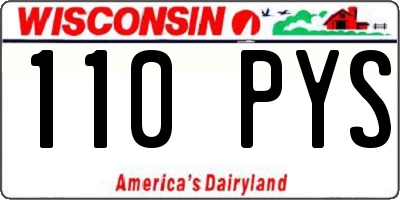 WI license plate 110PYS