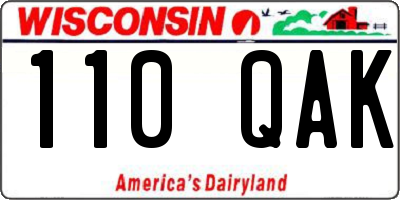 WI license plate 110QAK