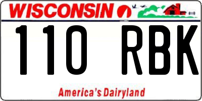 WI license plate 110RBK