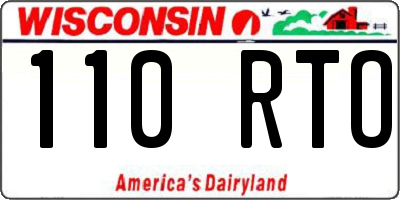 WI license plate 110RTO