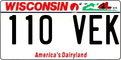 WI license plate 110VEK