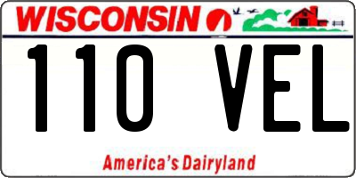 WI license plate 110VEL