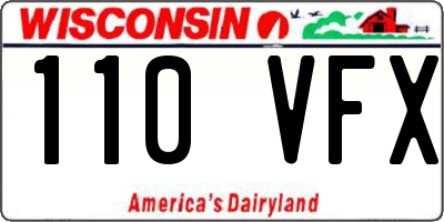 WI license plate 110VFX