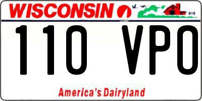 WI license plate 110VPO