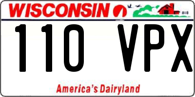 WI license plate 110VPX