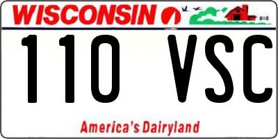 WI license plate 110VSC