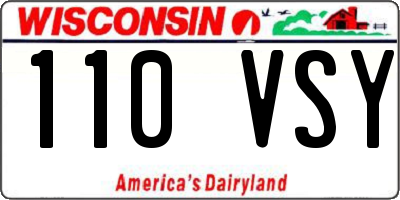 WI license plate 110VSY