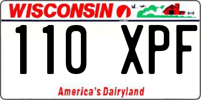 WI license plate 110XPF