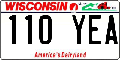 WI license plate 110YEA