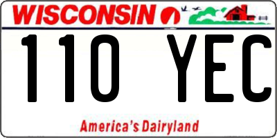 WI license plate 110YEC