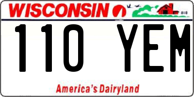 WI license plate 110YEM