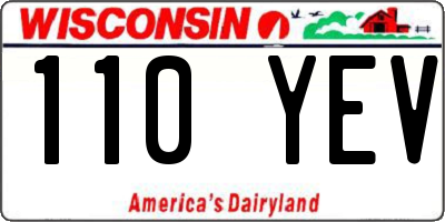 WI license plate 110YEV