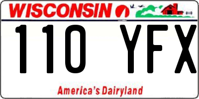 WI license plate 110YFX