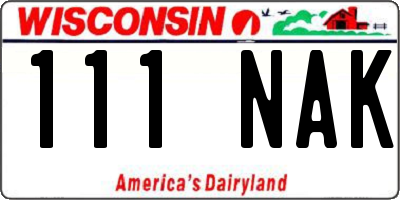 WI license plate 111NAK