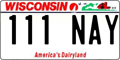 WI license plate 111NAY