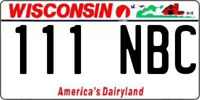 WI license plate 111NBC