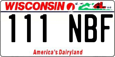WI license plate 111NBF