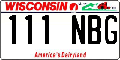 WI license plate 111NBG