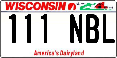 WI license plate 111NBL
