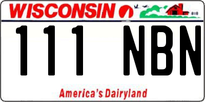 WI license plate 111NBN