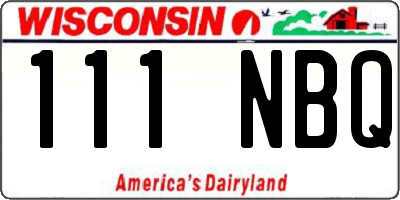 WI license plate 111NBQ