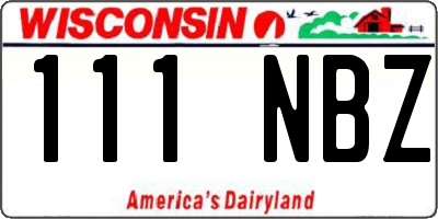 WI license plate 111NBZ