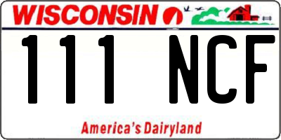 WI license plate 111NCF