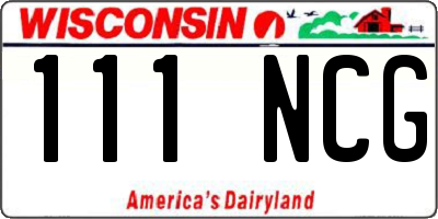 WI license plate 111NCG