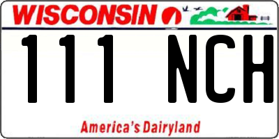 WI license plate 111NCH