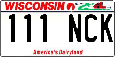 WI license plate 111NCK
