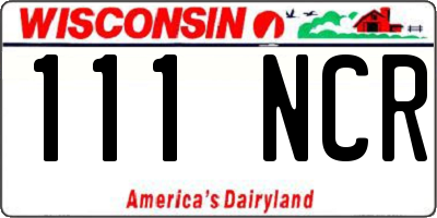 WI license plate 111NCR