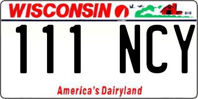 WI license plate 111NCY
